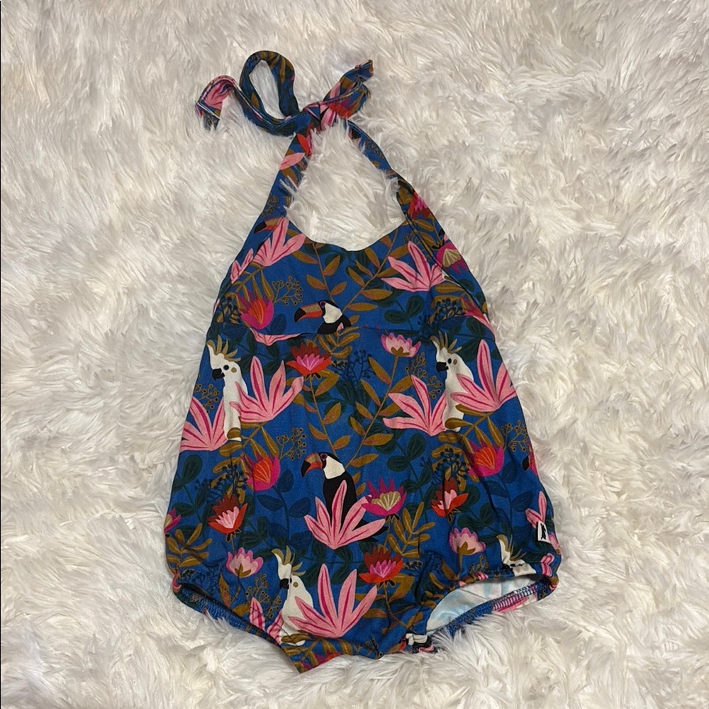 Little & lively Floral Blue and Pink Kids One Piece